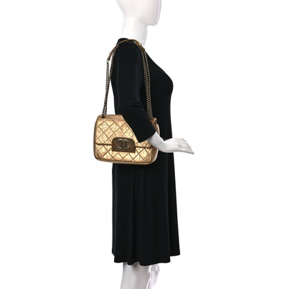 Chanel Metallic Aged Calfskin Quilted CC Square Flap Light Gold 3 of 33