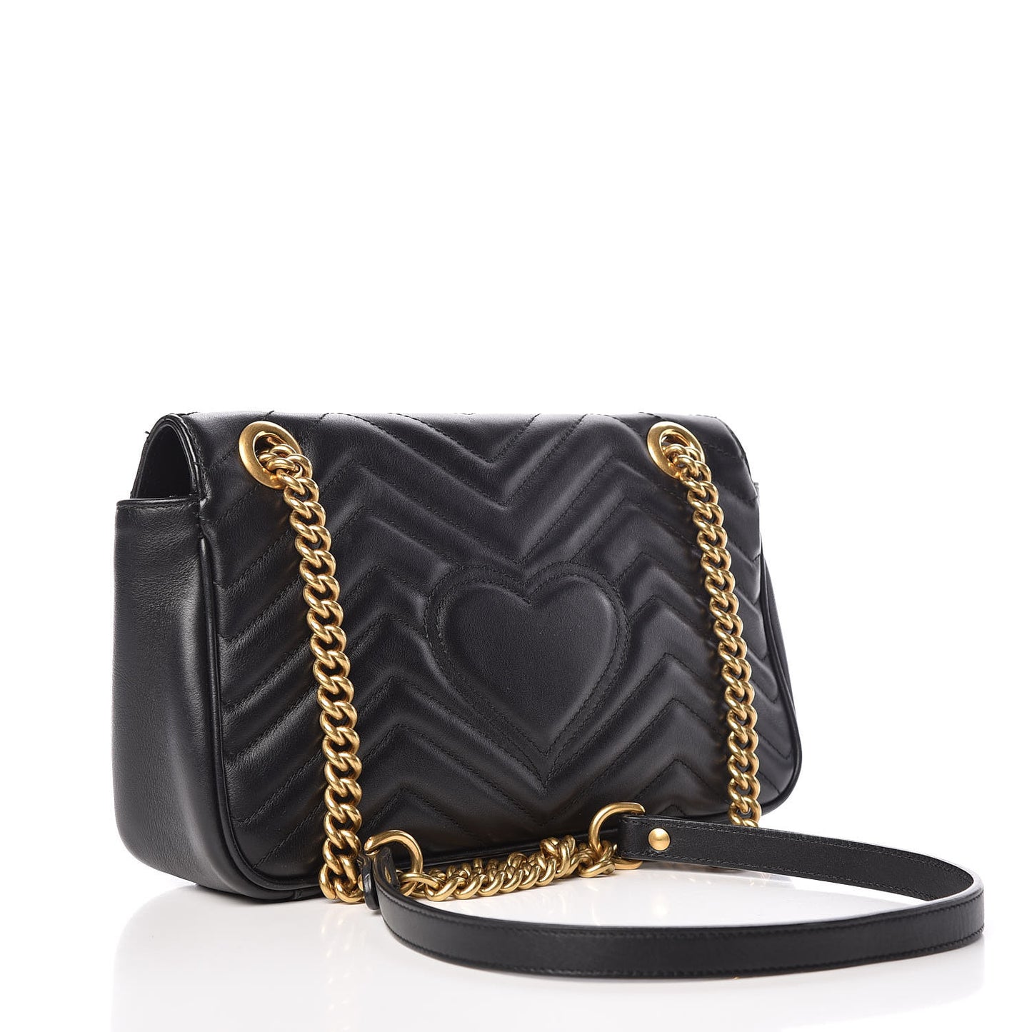 Calfskin Matelasse Small GG Marmont Shoulder Bag Black