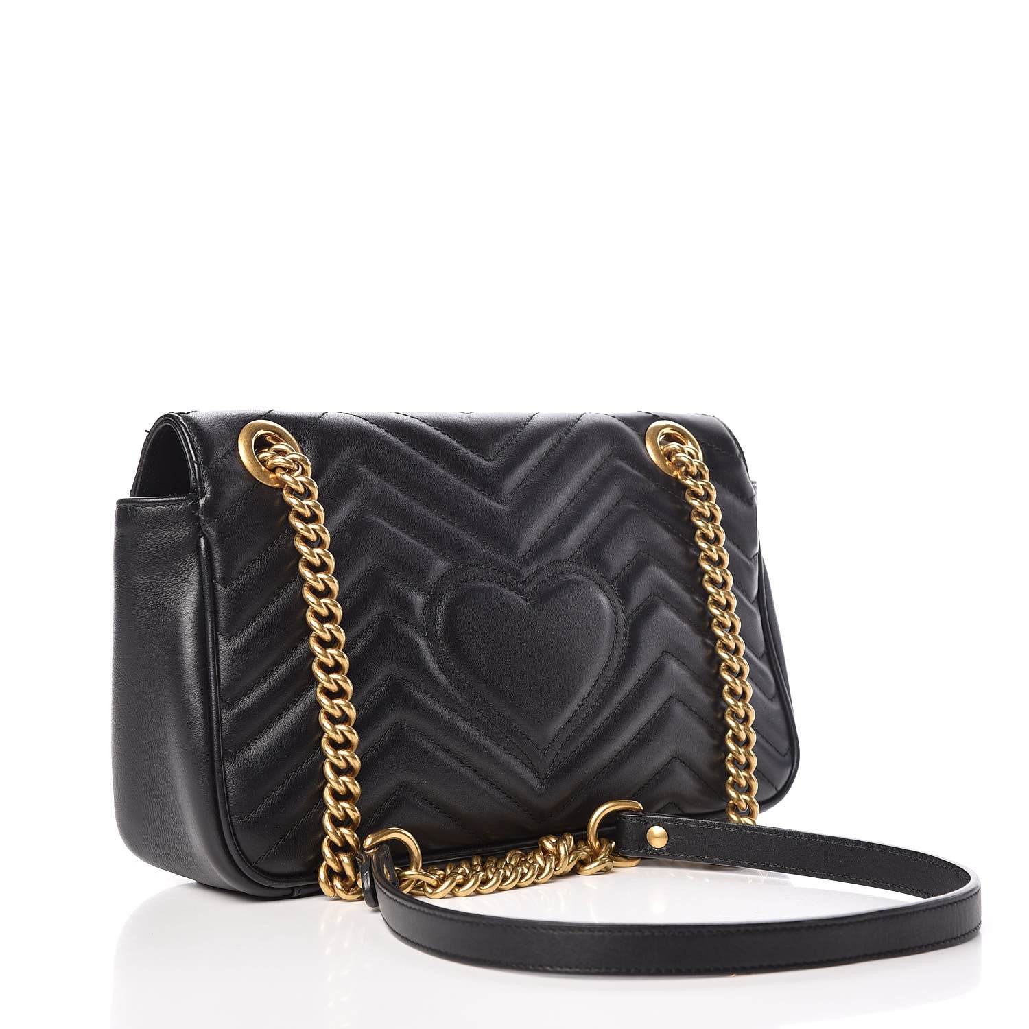 Gucci Calfskin Matelasse Small GG Marmont Shoulder Bag Black 3 of 13