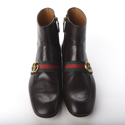 Gucci Goatskin Web Mens GG Ankle Boots 8 Cocoa 5 of 11