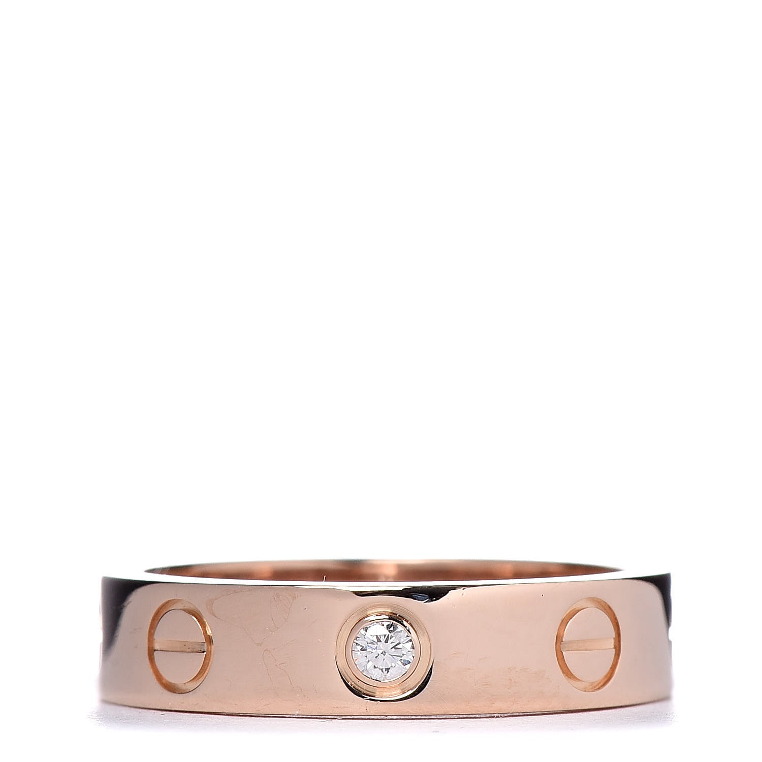 Cartier 18K Pink Gold Diamond 4mm LOVE Wedding Band Ring 47 4 1 of 4