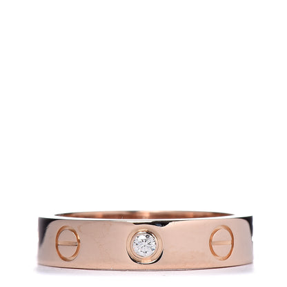 Cartier 18K Pink Gold Diamond 4mm LOVE Wedding Band Ring 47 4 1 of 4