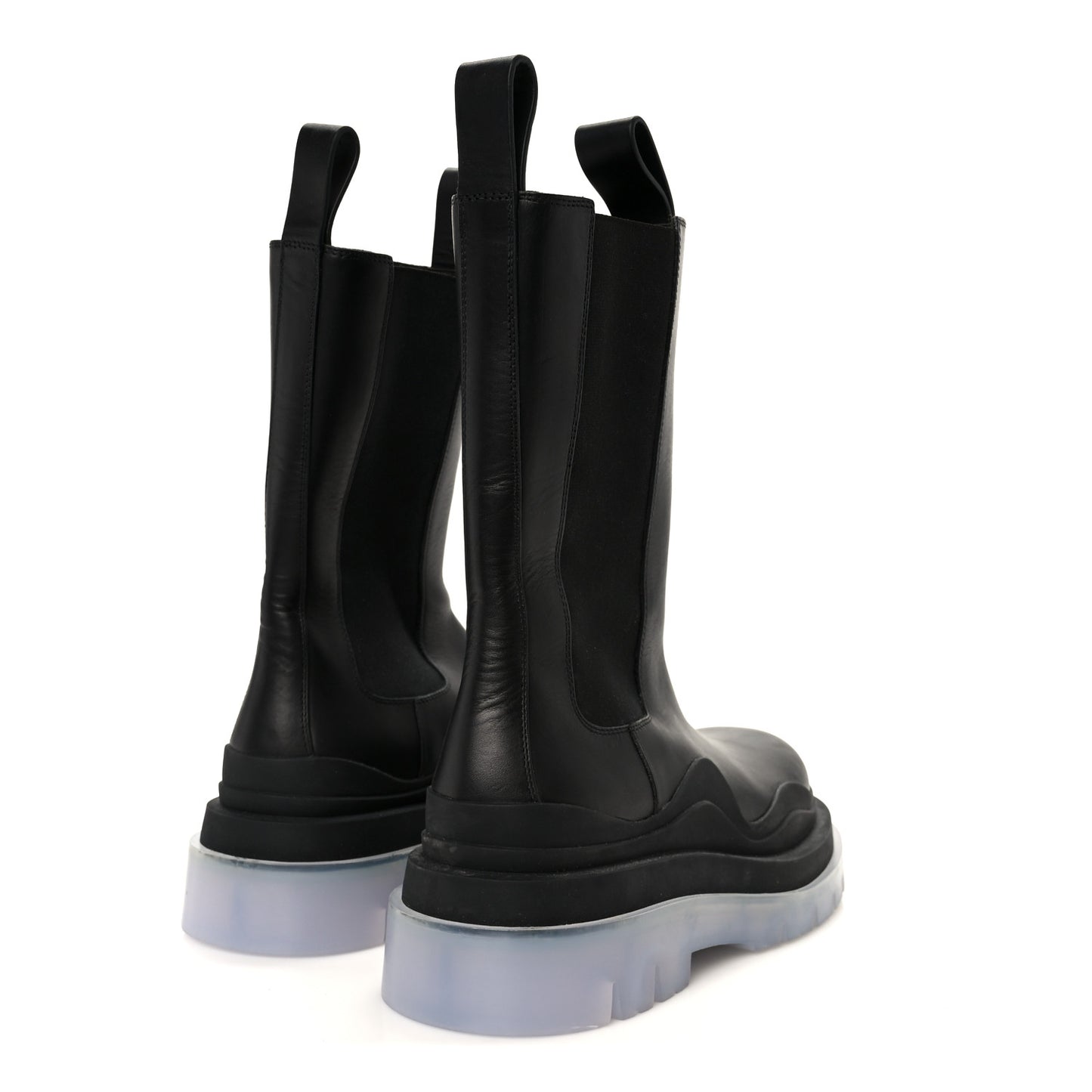 Calfskin The Tire Chelsea Boots 37 Black Transparent