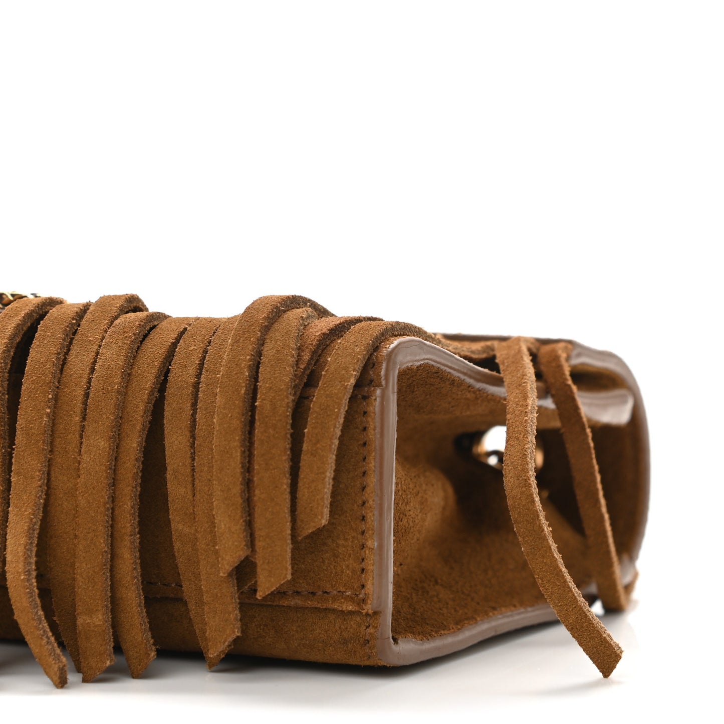 Suede Fringe Baby Monogram Satchel Light Ocre