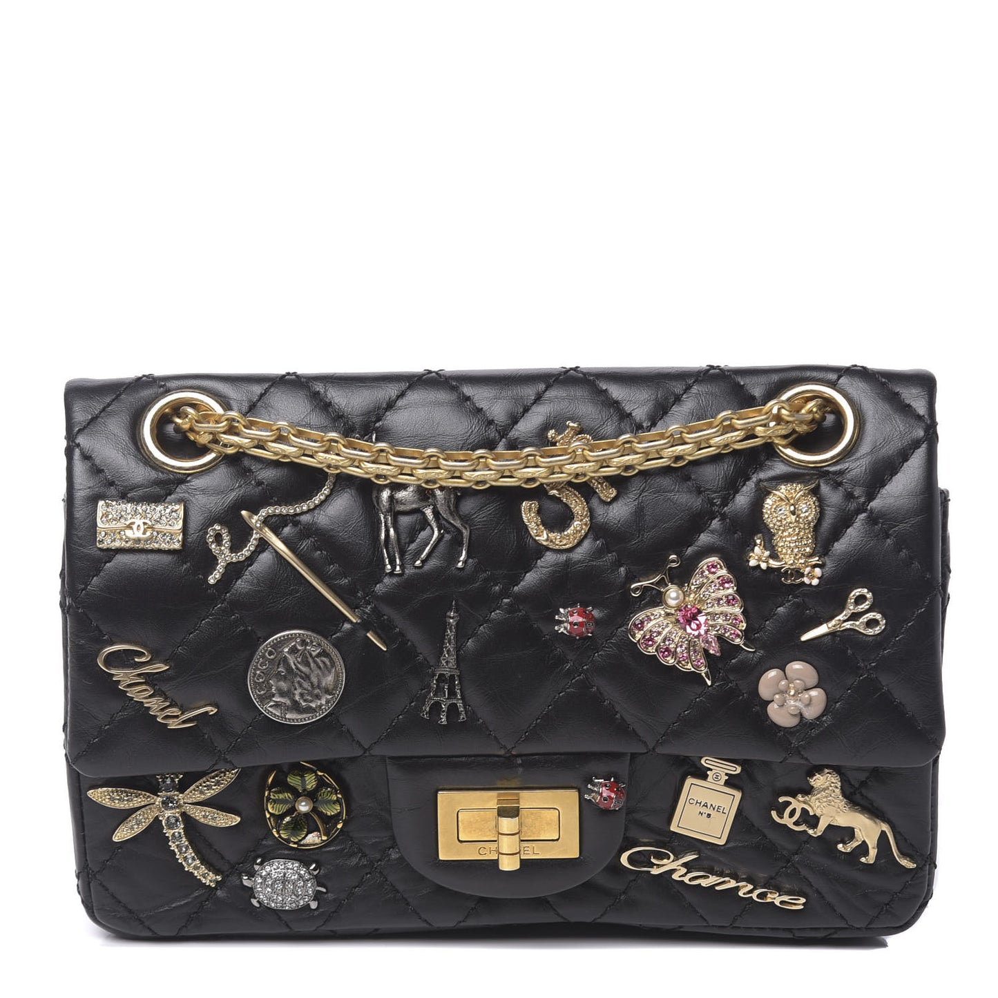Aged Calfskin Lucky Charms 2.55 Reissue 224 Flap Black