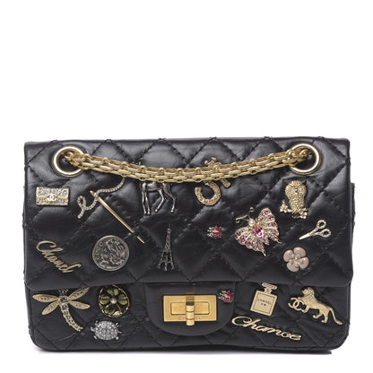 Chanel Aged Calfskin Lucky Charms 2.55 Reissue 224 Flap Black 1 of 12