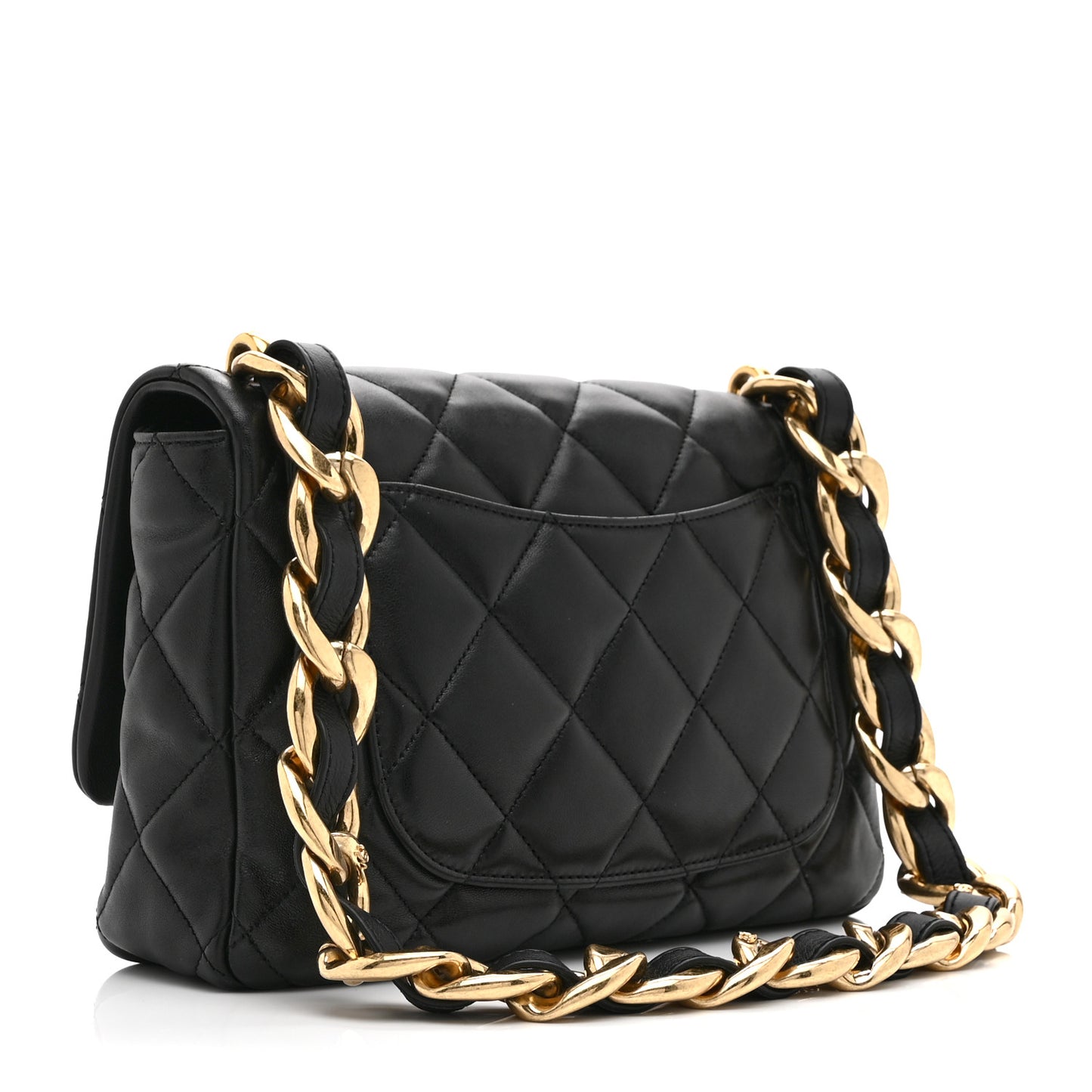 Lambskin Quilted Large CC Funky Town Flap Black