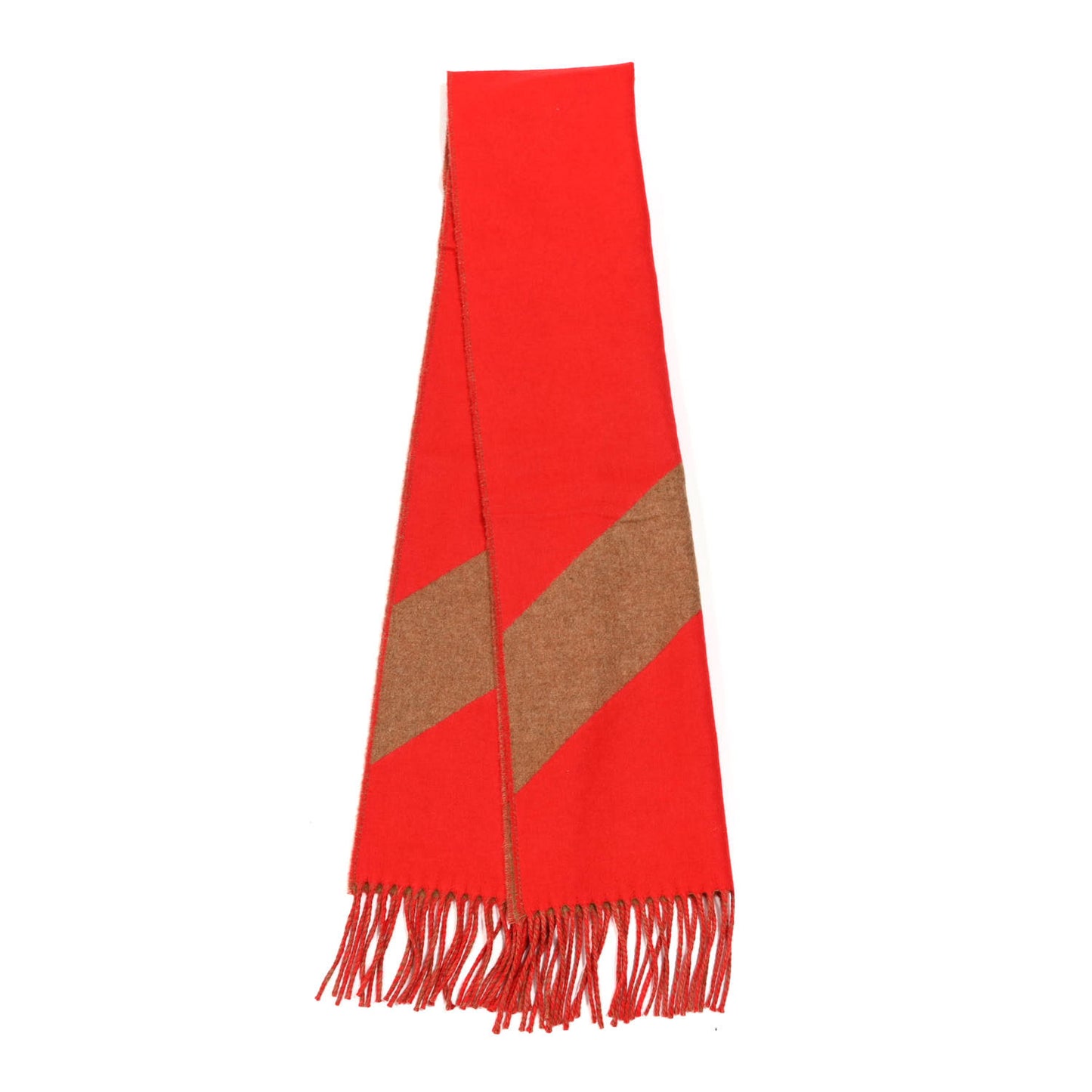 Cashmere Casaque Chevron Muffler Rouge Vif Noisette