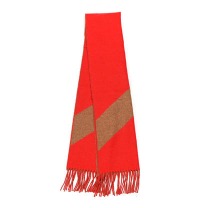Hermes Cashmere Casaque Chevron Muffler Rouge Vif Noisette 2 of 3
