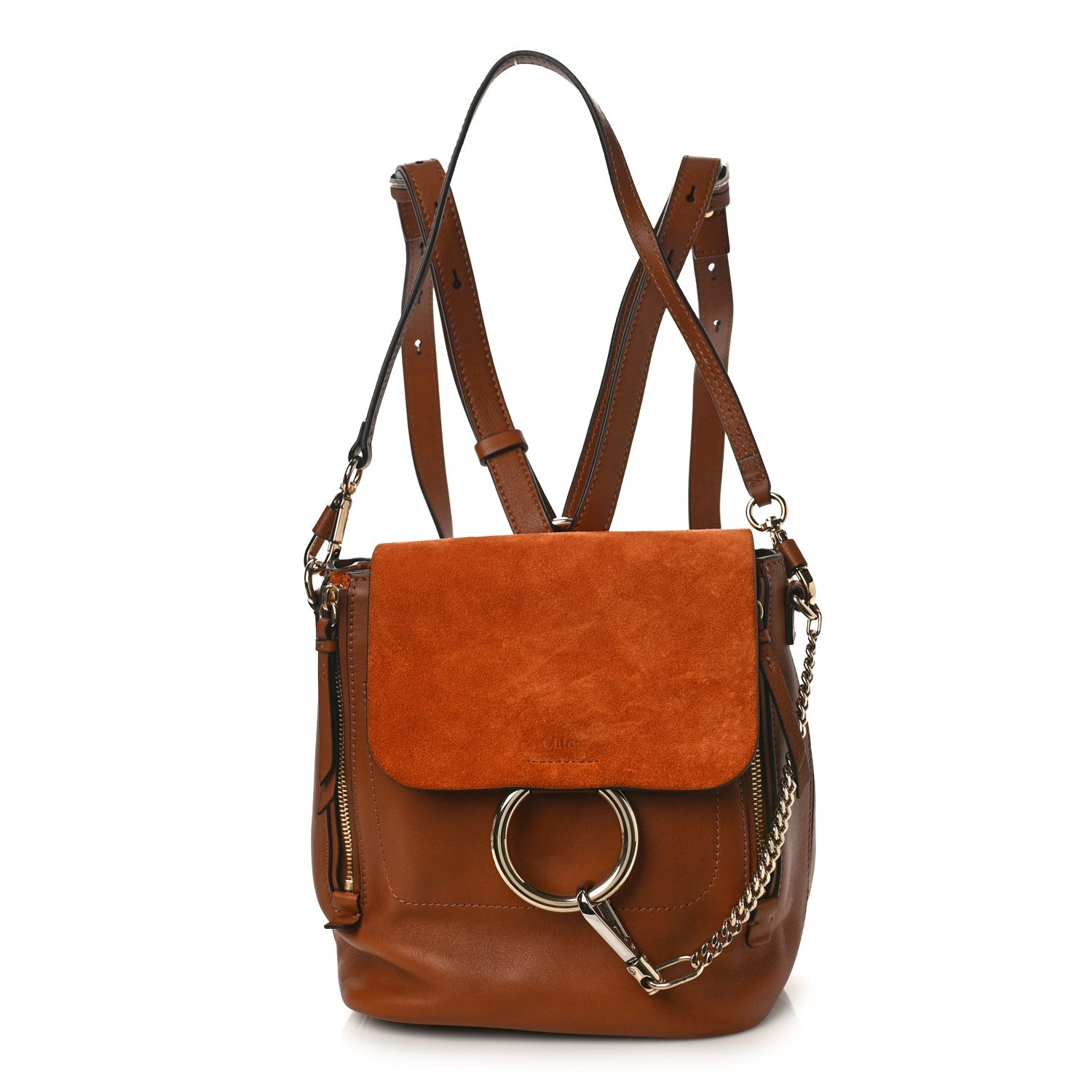 Chloe Suede Calfskin Small Faye Backpack Tan 1 of 8