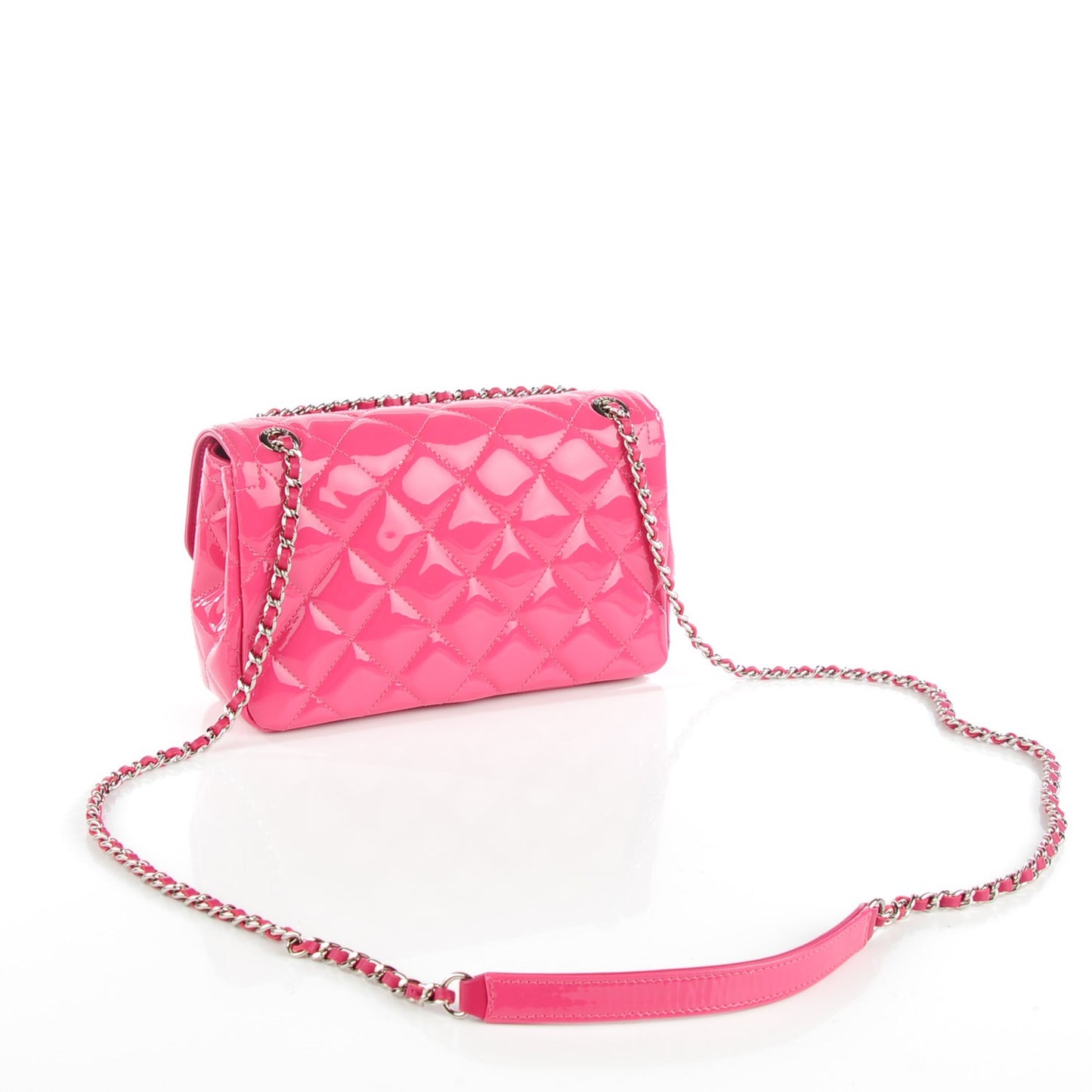 Patent Quilted Small Coco Shine Flap Pink