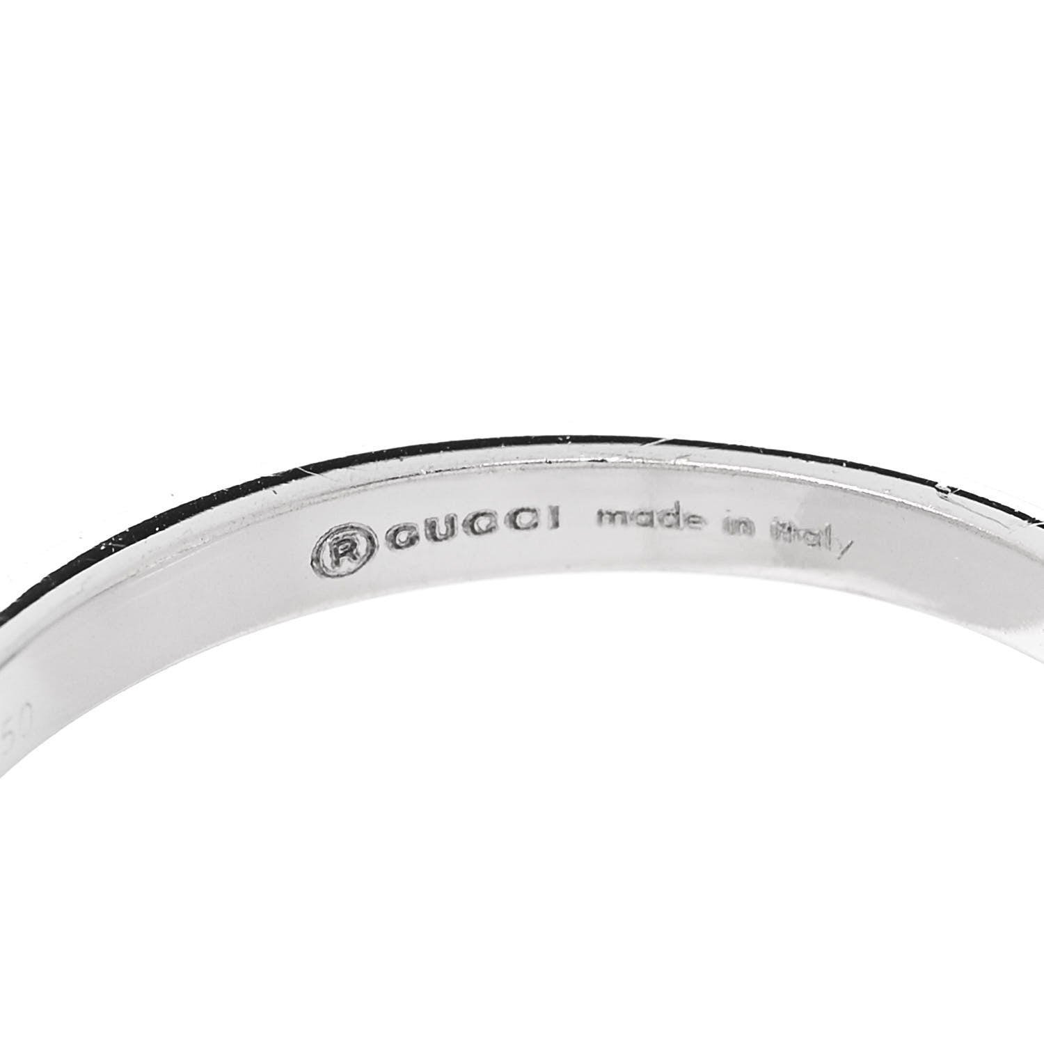 Gucci 18K White Gold Diamond Running Double G Ring 54 7 4 of 6