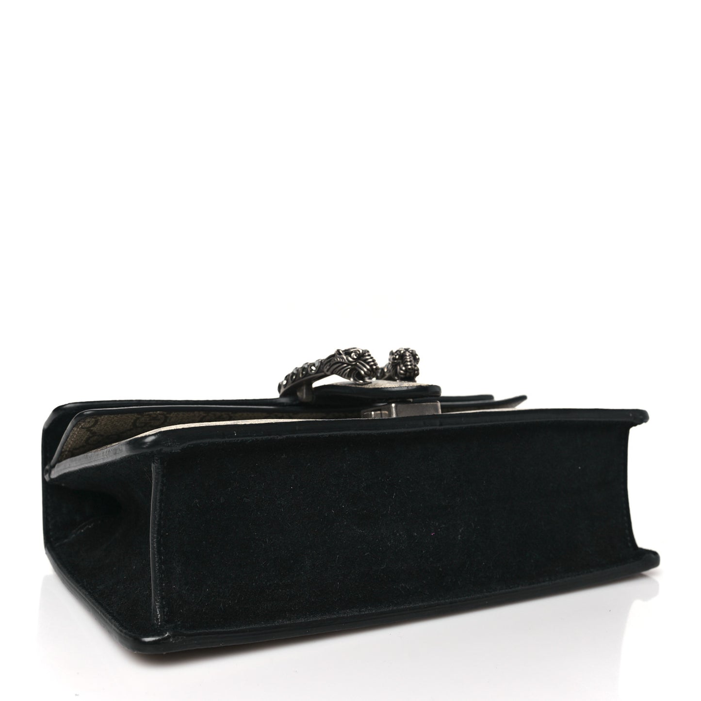 GG Supreme Monogram Suede Crystal Small Dionysus Shoulder Bag Beige Ebony Black