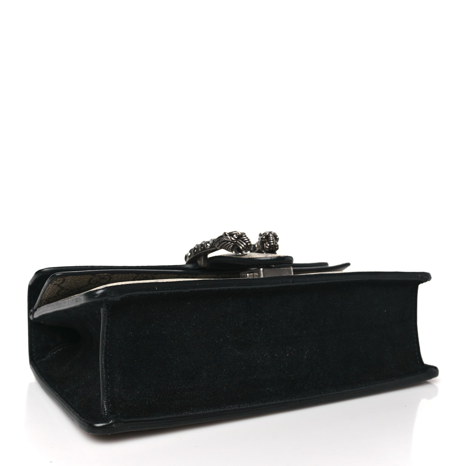 Gucci GG Supreme Monogram Suede Crystal Small Dionysus Shoulder Bag Beige Ebony Black 4 of 10