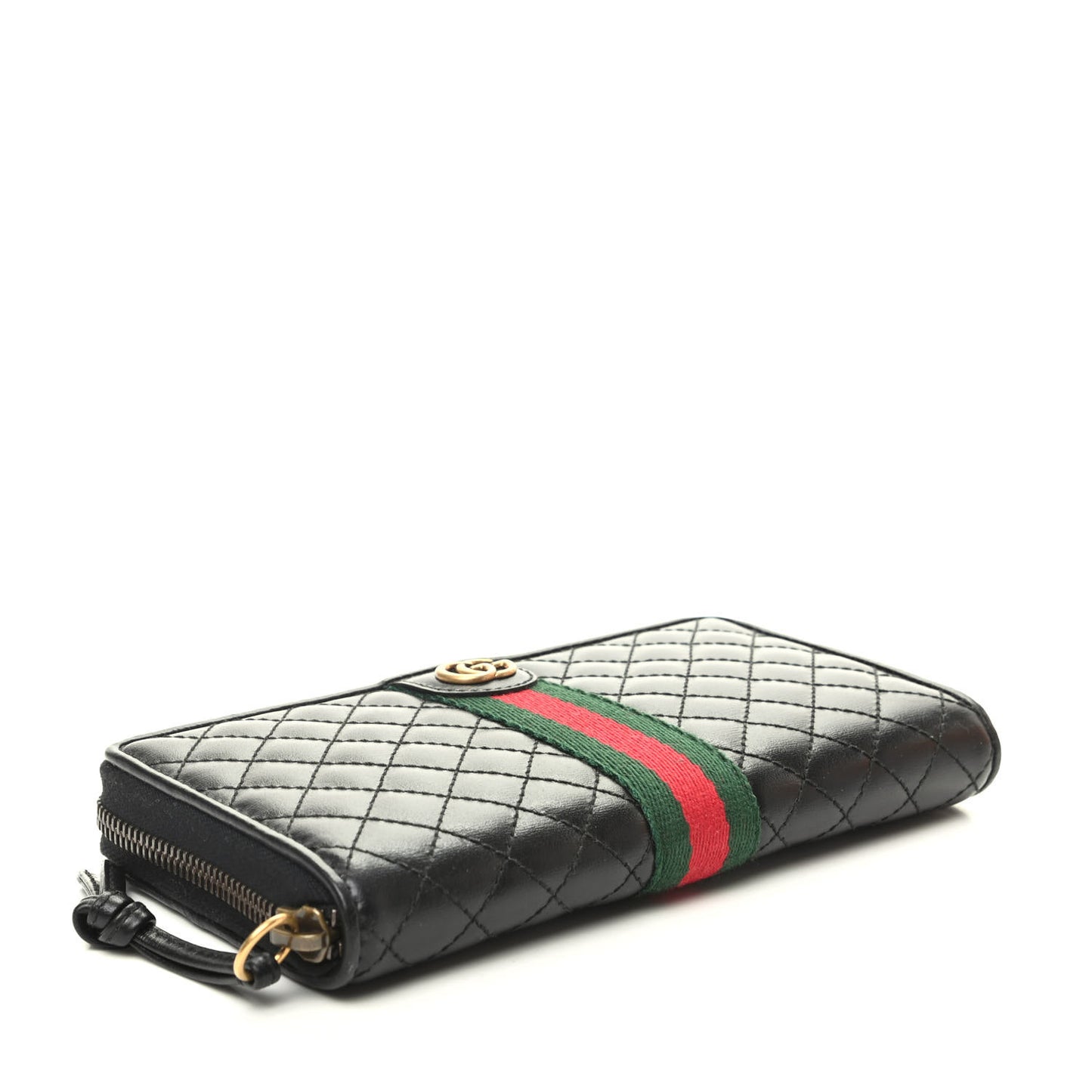 Calfskin Web Trapuntata GG Zip Around Wallet Black
