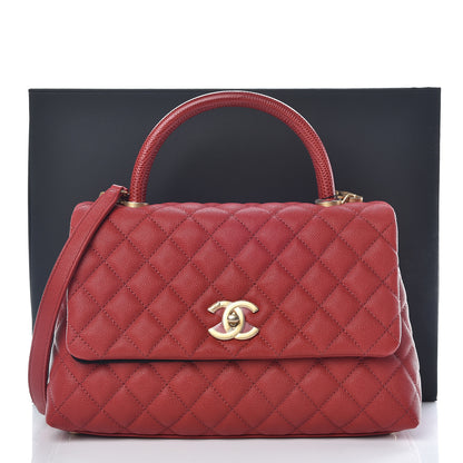 Chanel Caviar Lizard Quilted Small Coco Handle Flap Red 10 of 10