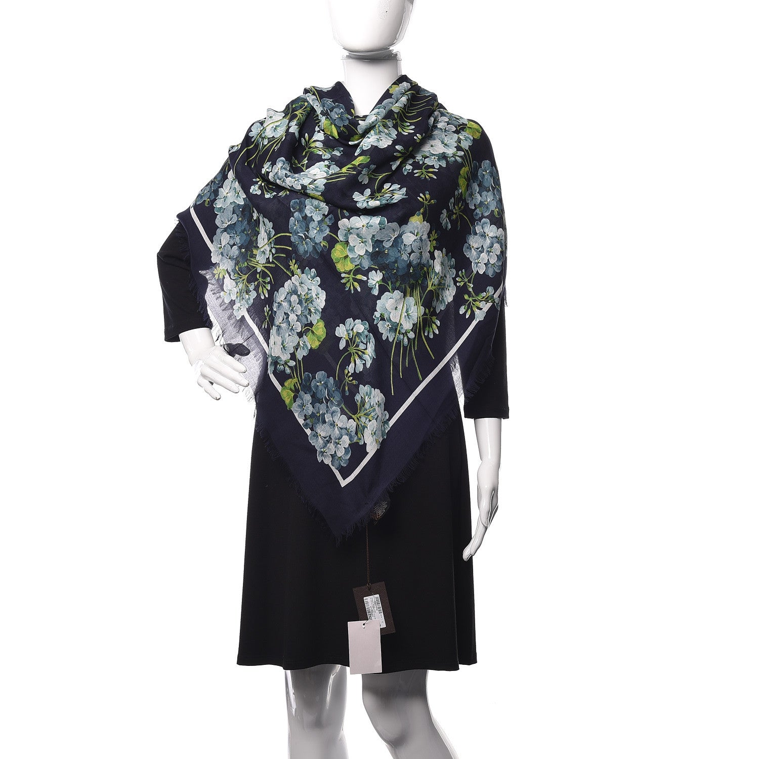 Gucci Modal Silk New Bloomy Shawl Midnight Blue Sky Blue 2 of 6