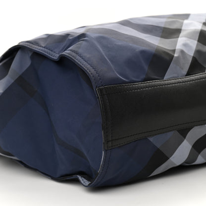 Burberry Nylon Check Small Buckleigh Packable Tote Navy Blue 7 of 9