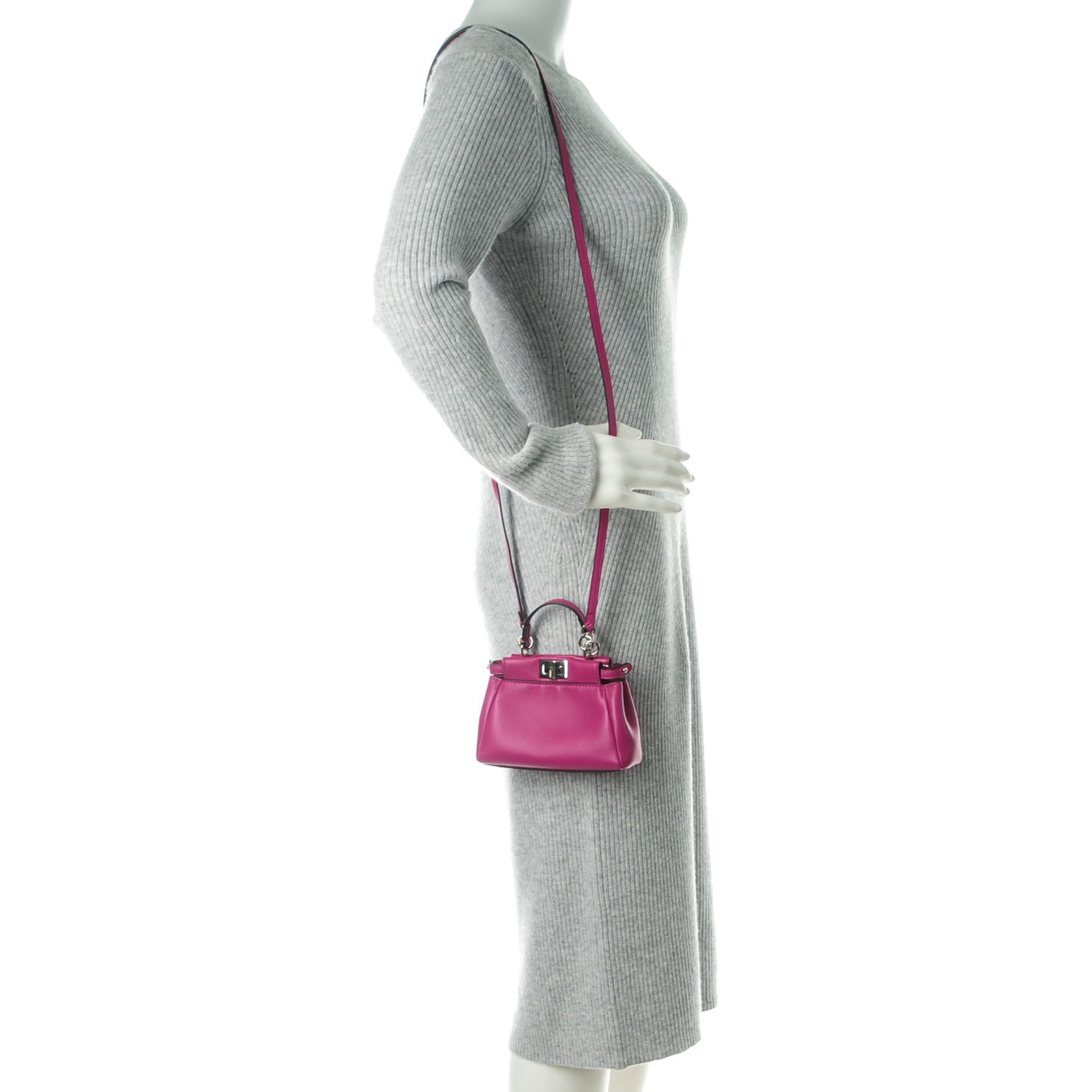 Fendi Nappa Micro Peekaboo Iconic Satchel Magenta 2 of 8