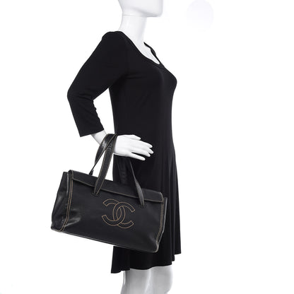 Chanel Caviar CC Stitched Flap Shoulder Bag Black 2 of 11
