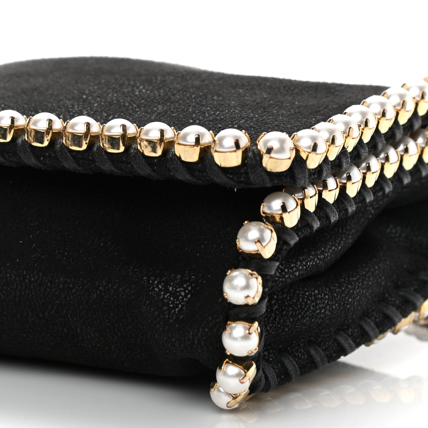 Stella McCartney Shaggy Deer Pearl Studded Falabella Crossbody Clutch Black 10 of 10