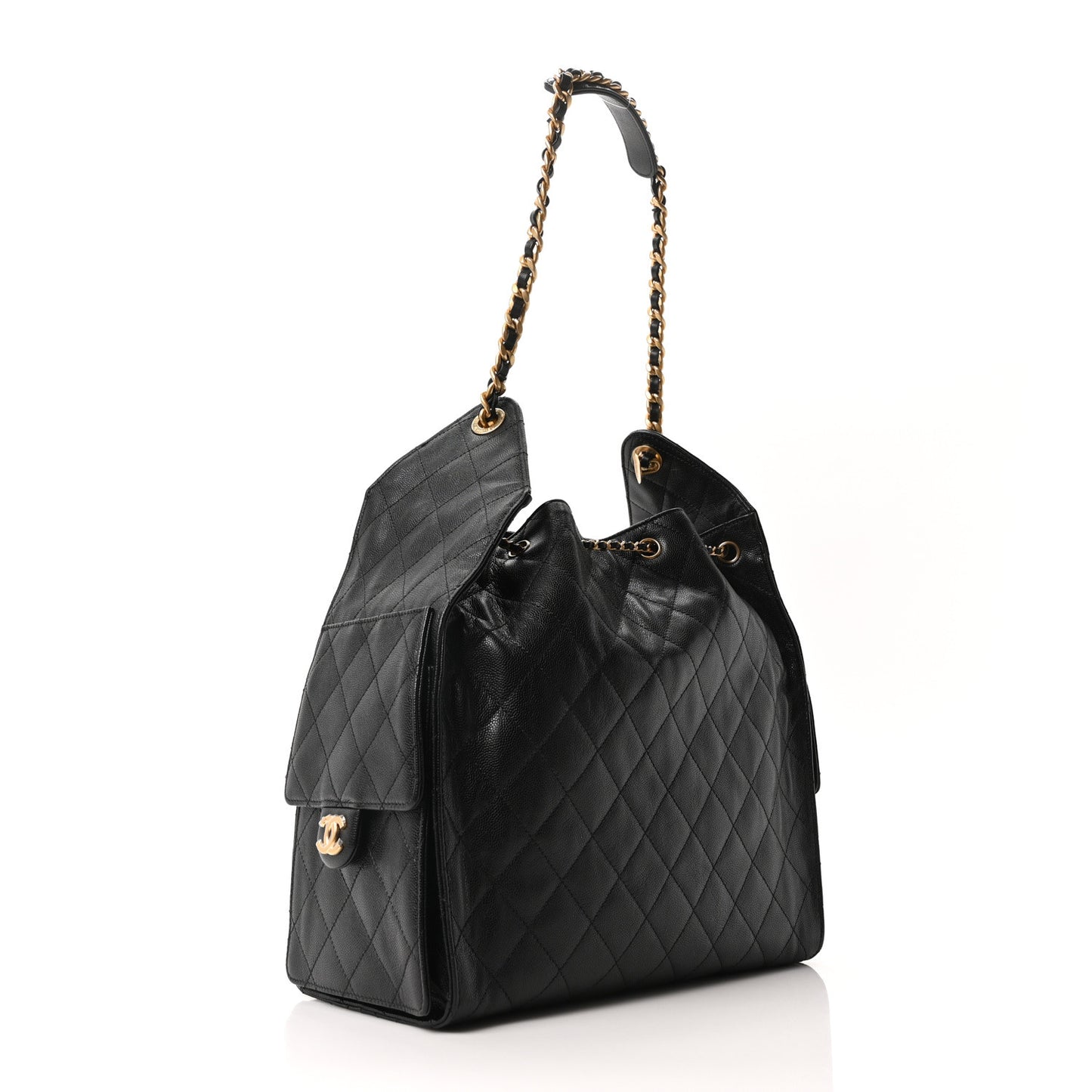Caviar Quilted Medium Chanel 25 Handbag Black