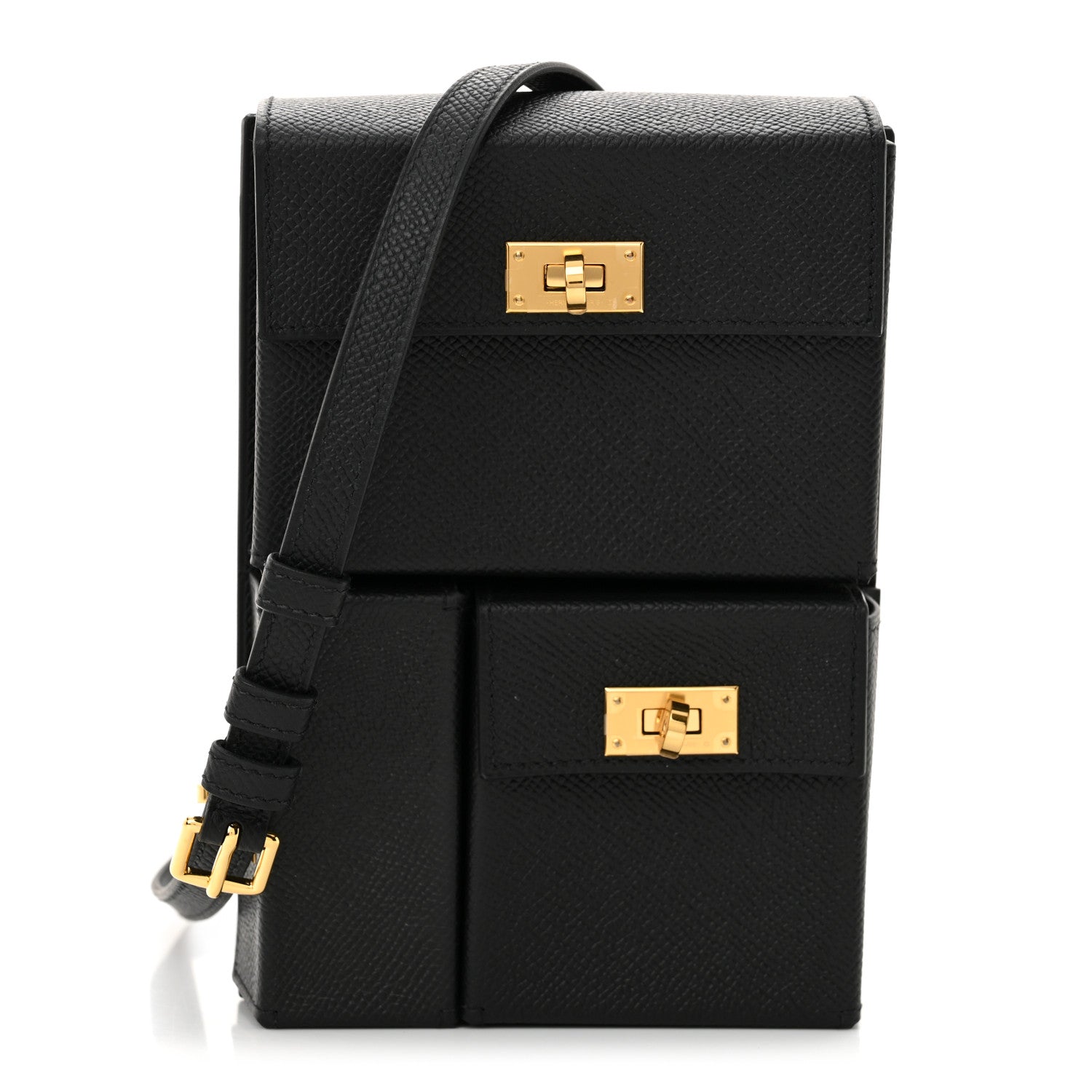 Hermes Epsom Kelly Multi Pocket Pochette To Go Black 1 of 11