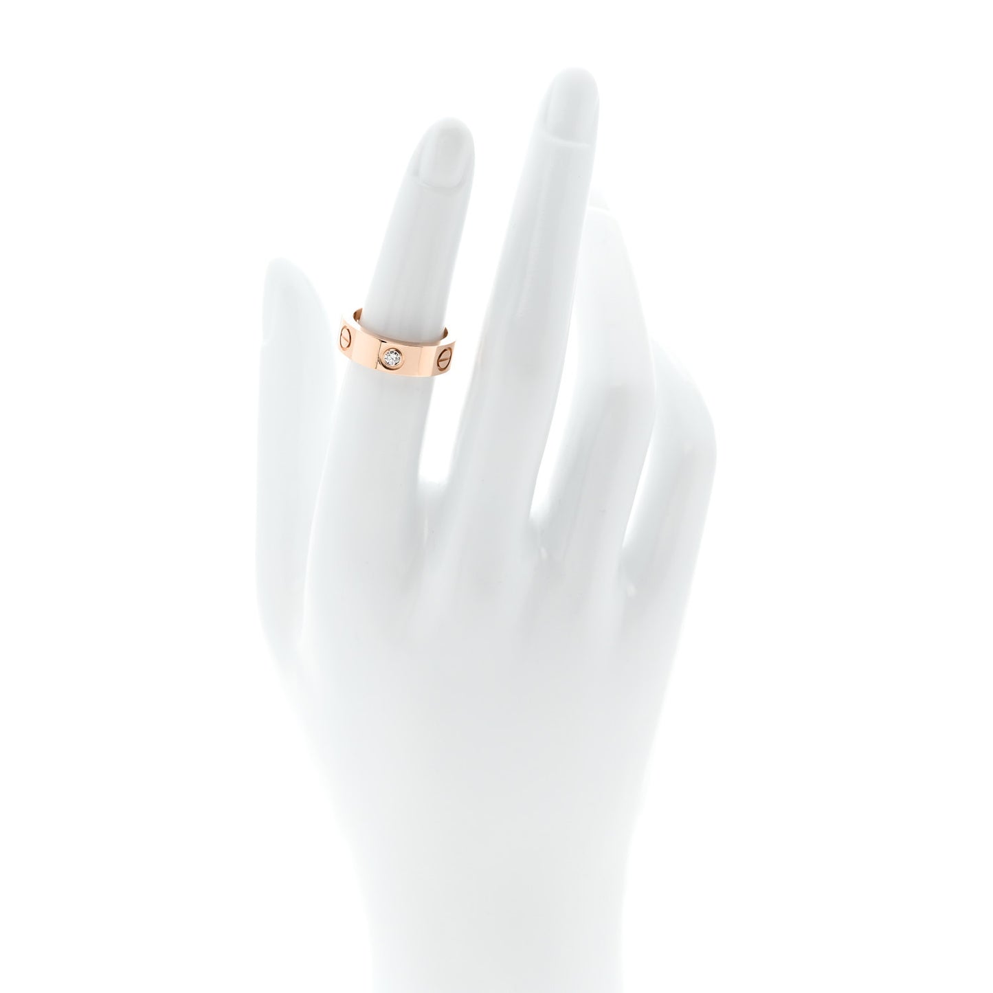 18K Pink Gold 3 Diamond 5.5mm LOVE Ring 50 5.25