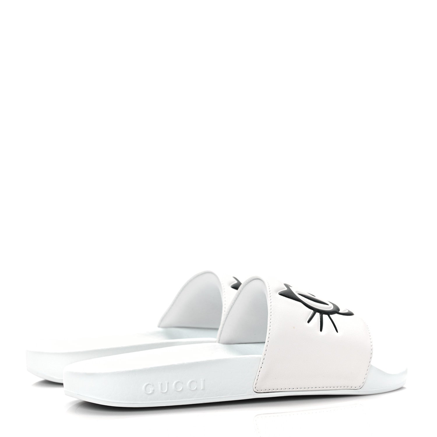 Gucci Nappa Interlocking G Cat Womens Pursuit Slide Sandals 37 Great White 4 of 7