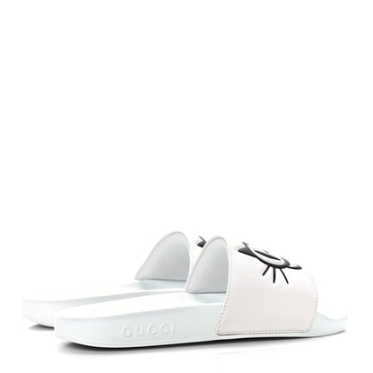 Gucci Nappa Interlocking G Cat Womens Pursuit Slide Sandals 37 Great White 4 of 7