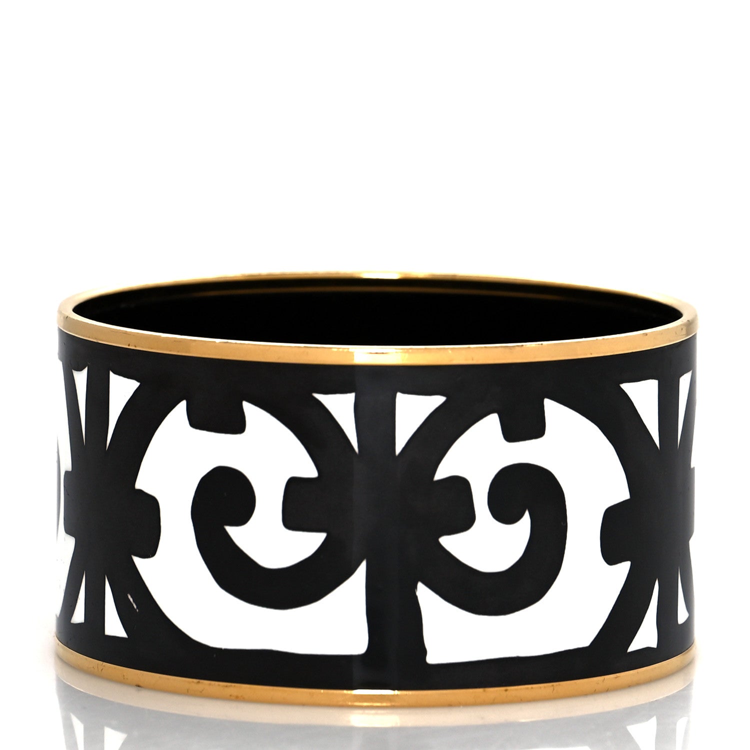 Hermes Enamel Printed Extra Wide Balcons du Guadalquivir Bracelet 65 Black 3 of 5