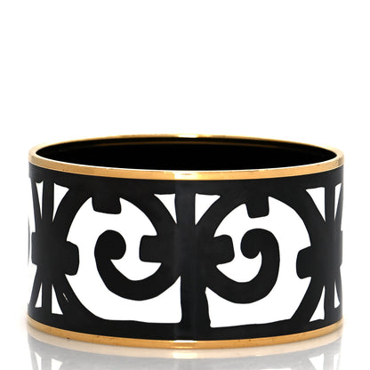 Hermes Enamel Printed Extra Wide Balcons du Guadalquivir Bracelet 65 Black 3 of 5