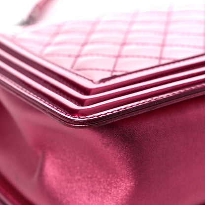 Chanel Metallic Patent Quilted New Medium Boy Flap Fuchsia 7 of 19