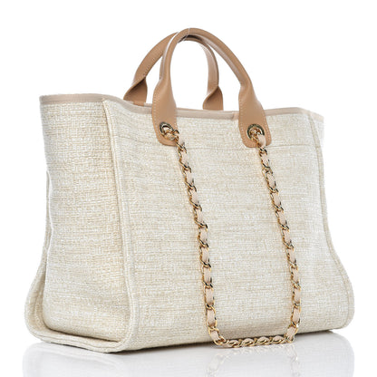 Chanel Canvas Large Deauville Tote Light Beige 3 of 11