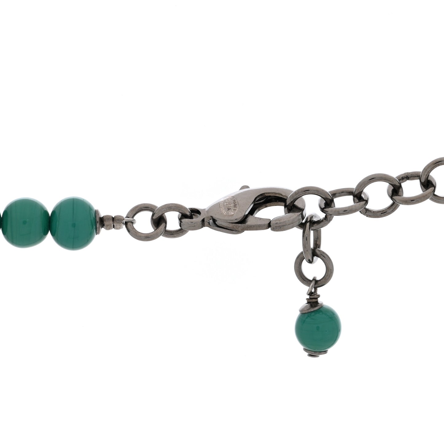 Crystal Bead CC Choker Necklace Turquoise Ruthenium