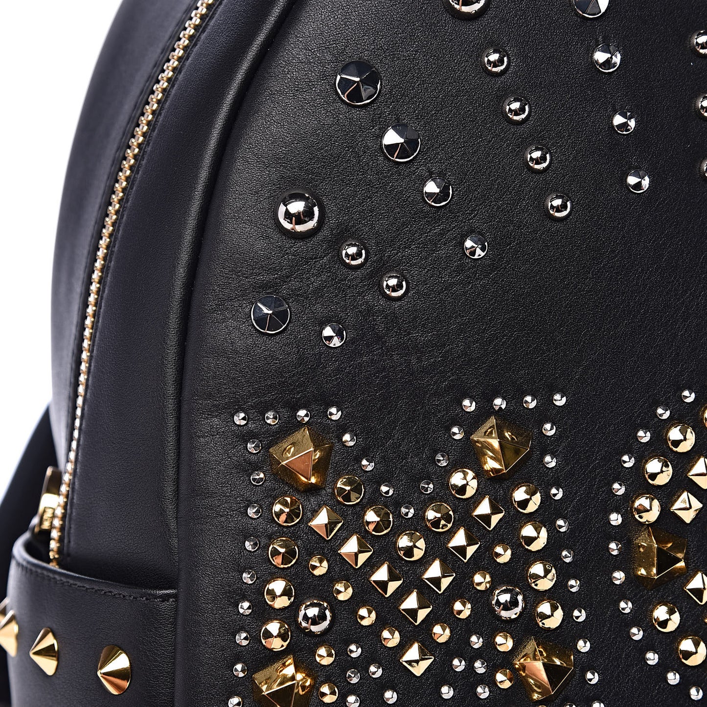 Smooth Calfskin Radial Studded Small Stark Backpack Black