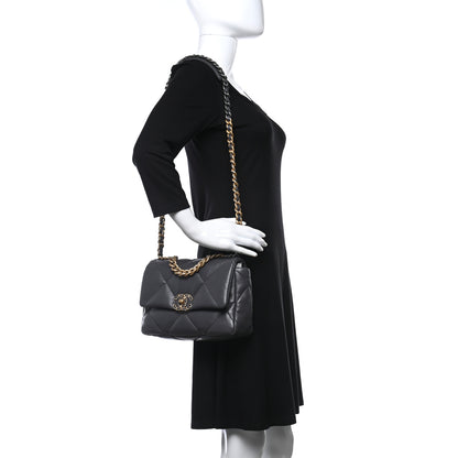 Chanel Lambskin Quilted Medium Chanel 19 Flap Dark Grey 2 of 9