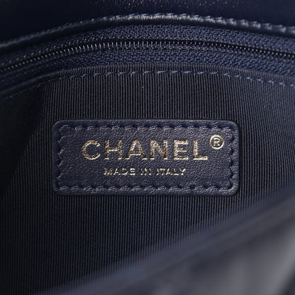 Chanel Shiny Lambskin Flap Clutch With Chain Bleu Marine 6 of 11