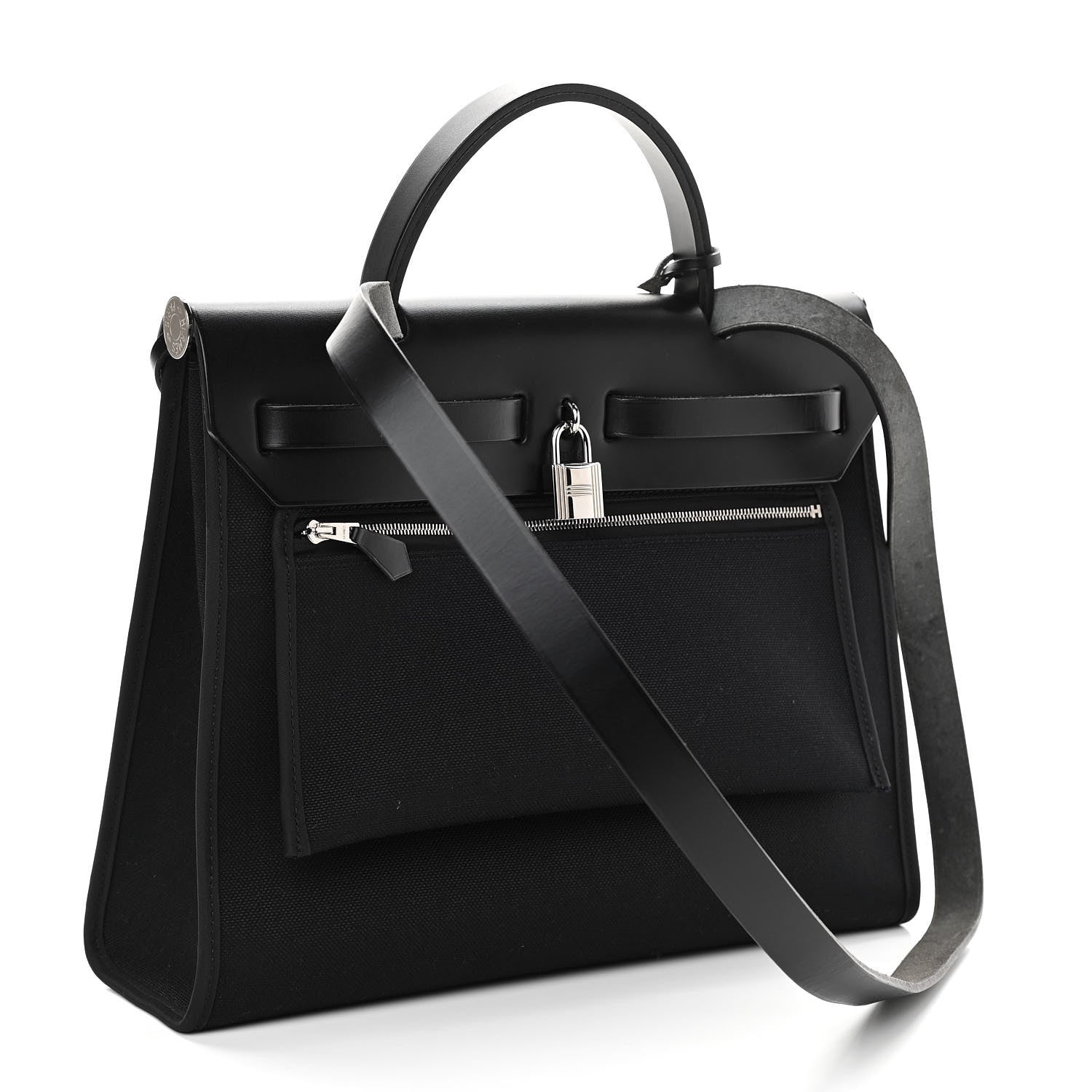Hermes Military Toile Vache Hunter Herbag Zip PM 31 Black 4 of 13