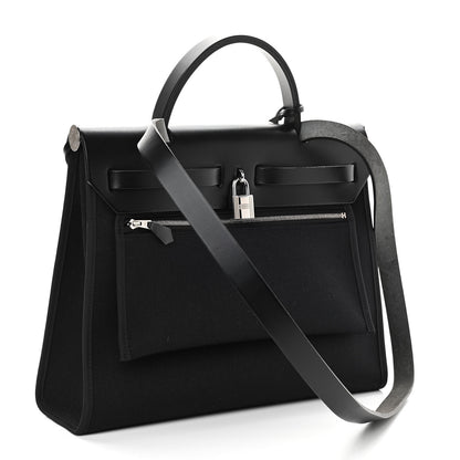 Hermes Military Toile Vache Hunter Herbag Zip PM 31 Black 4 of 13