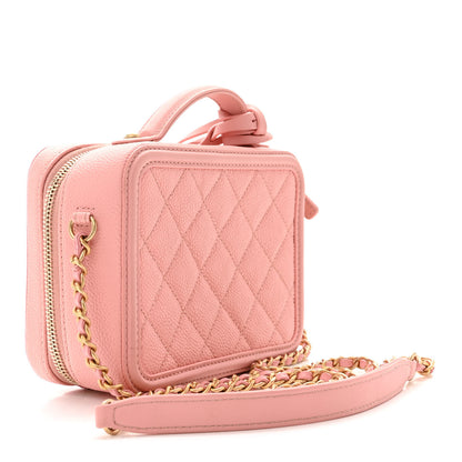 Chanel Caviar Quilted Small CC Filigree Vanity Case Pink 3 of 12