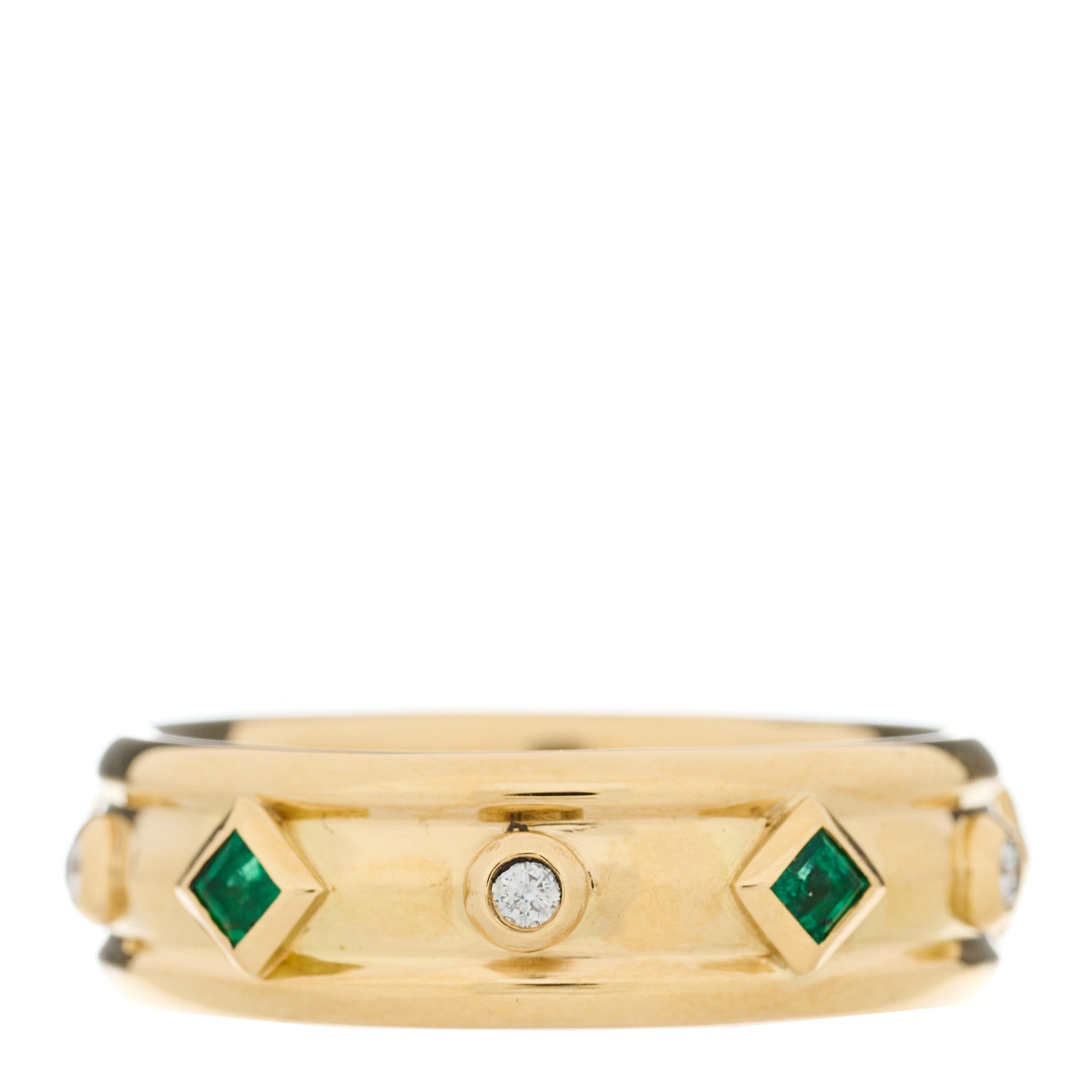 David Yurman 18K Yellow Gold Diamond Emerald Modern Renaissance Ring 54 7 1 of 4