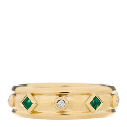 David Yurman 18K Yellow Gold Diamond Emerald Modern Renaissance Ring 54 7 1 of 4