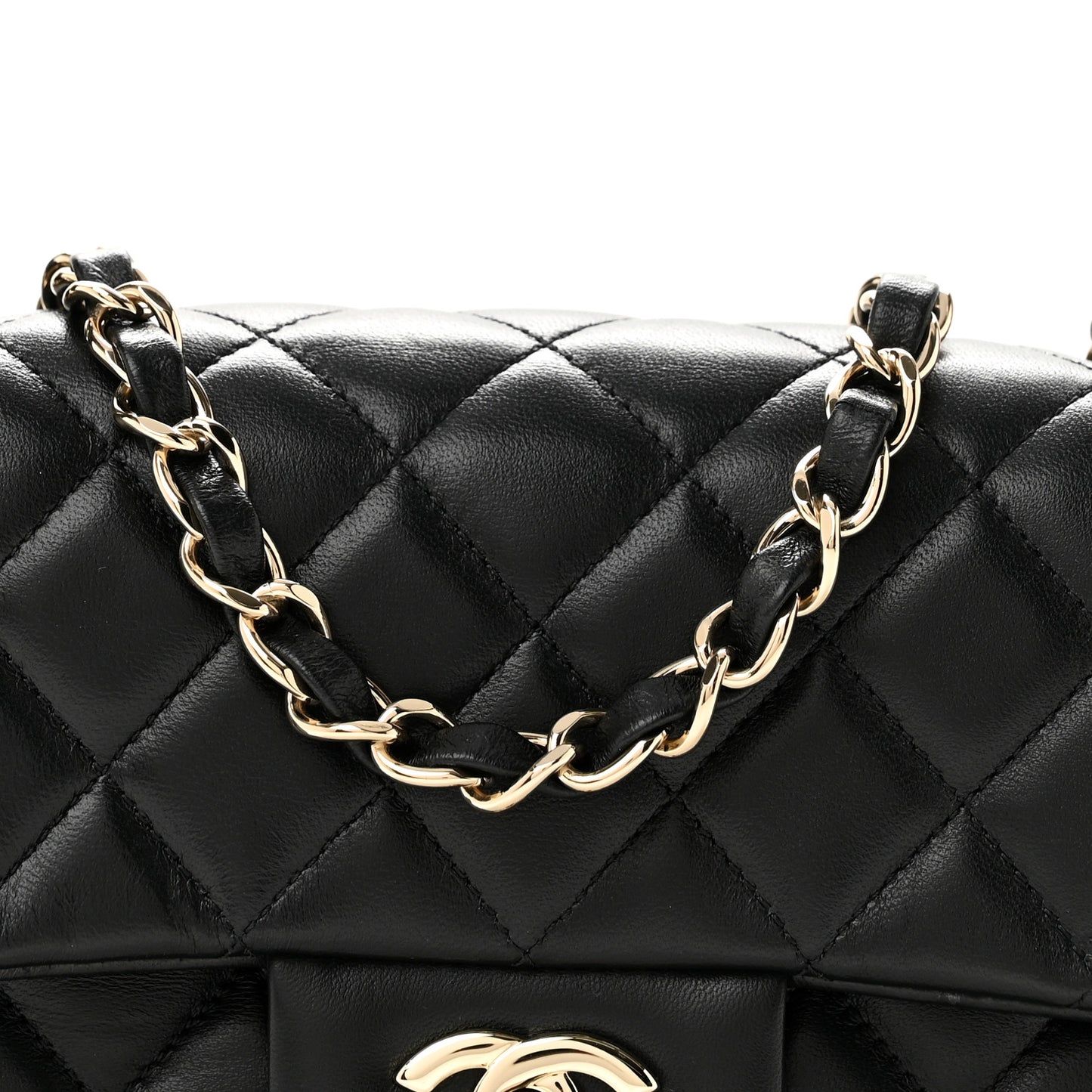 Lambskin Quilted Mini Rectangular Flap Black