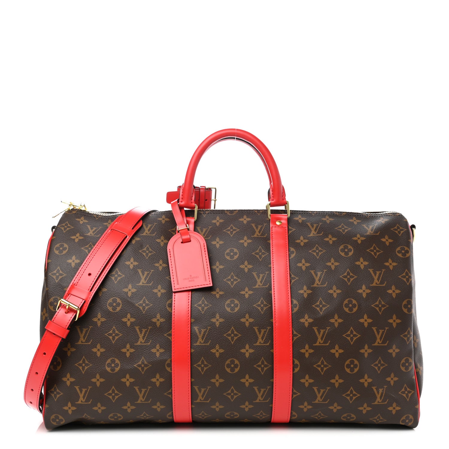 Louis Vuitton Calfskin Monogram Keepall Bandouliere 50 Coquelicot 1 of 10