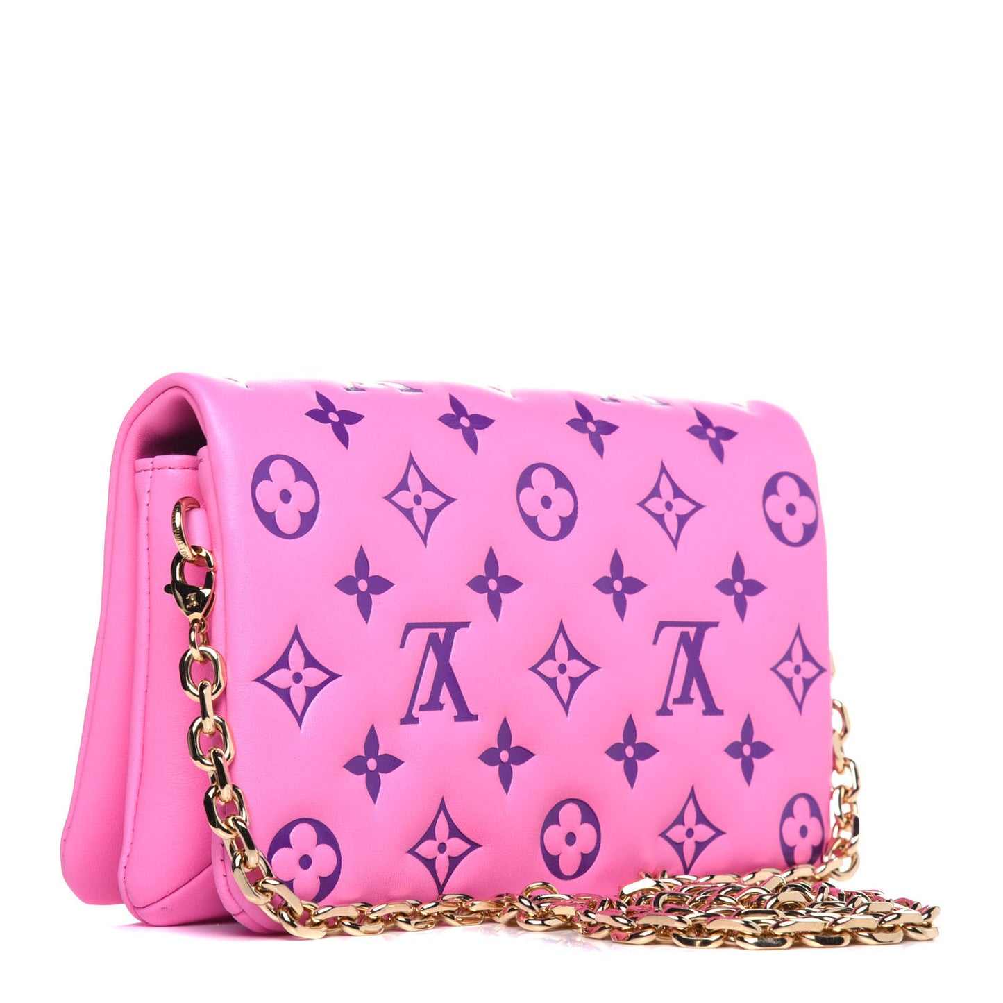 Lambskin Embossed Monogram Vuittamins Pochette Coussin Rose Violet