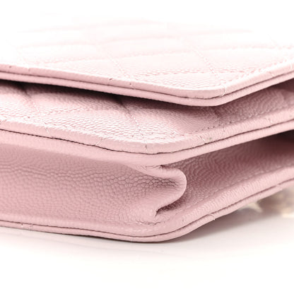 Chanel Caviar Quilted Wallet on Chain WOC Light Pink 11 of 13