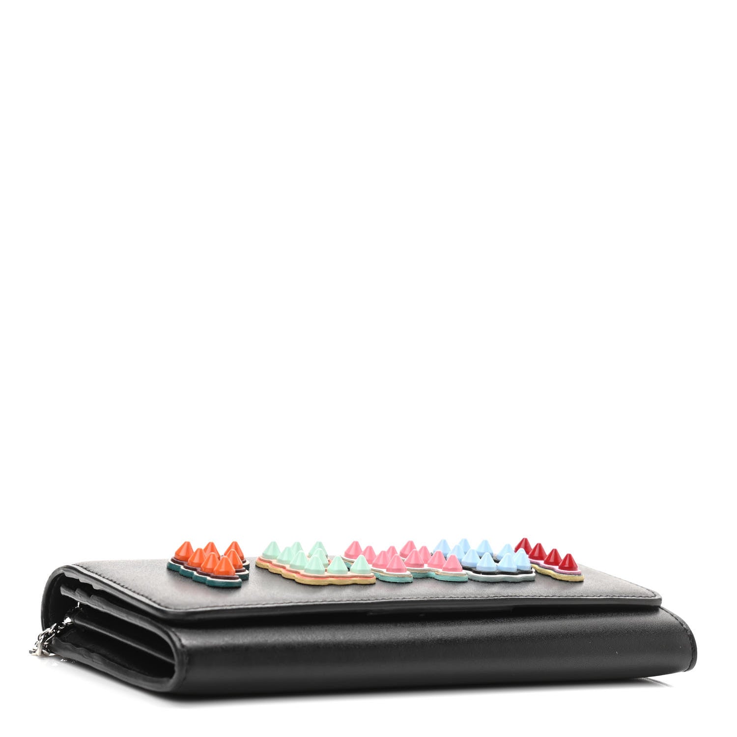Fendi Vitello Liberty Fun Fair Studded Continental Wallet On Chain Black Multicolor 4 of 10