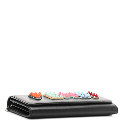 Fendi Vitello Liberty Fun Fair Studded Continental Wallet On Chain Black Multicolor 4 of 10