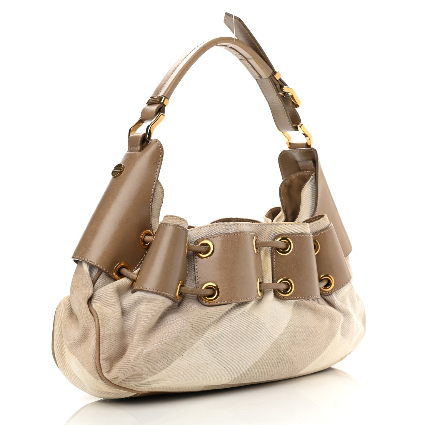 Calfskin Summer Check Mason Warrior Hobo Beige